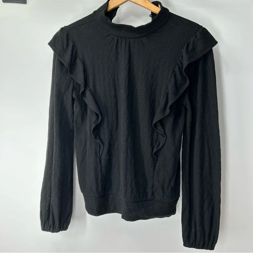 LOFT Black Ruffled Sweater - Picture 1 of 3